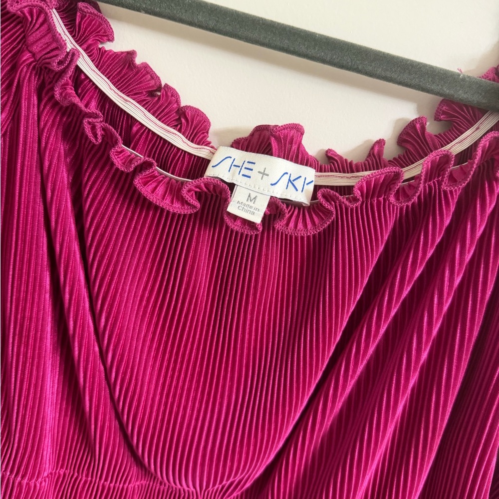 She + Sky Fuchsia Strapless Blouse - Picture 3 of 4